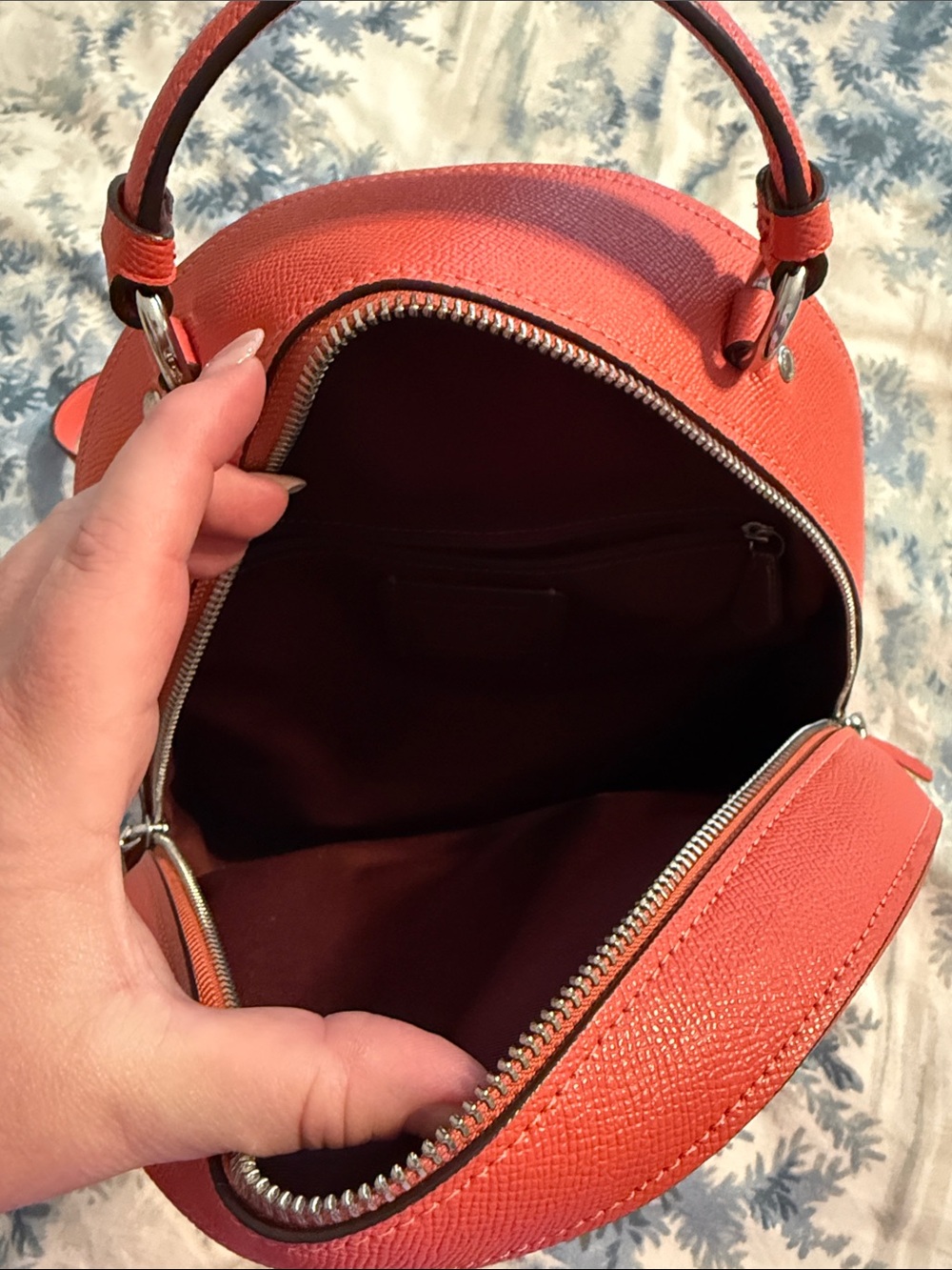 Coach Pebbled Leather Mini Backpack in Coral - Picture 3 of 4